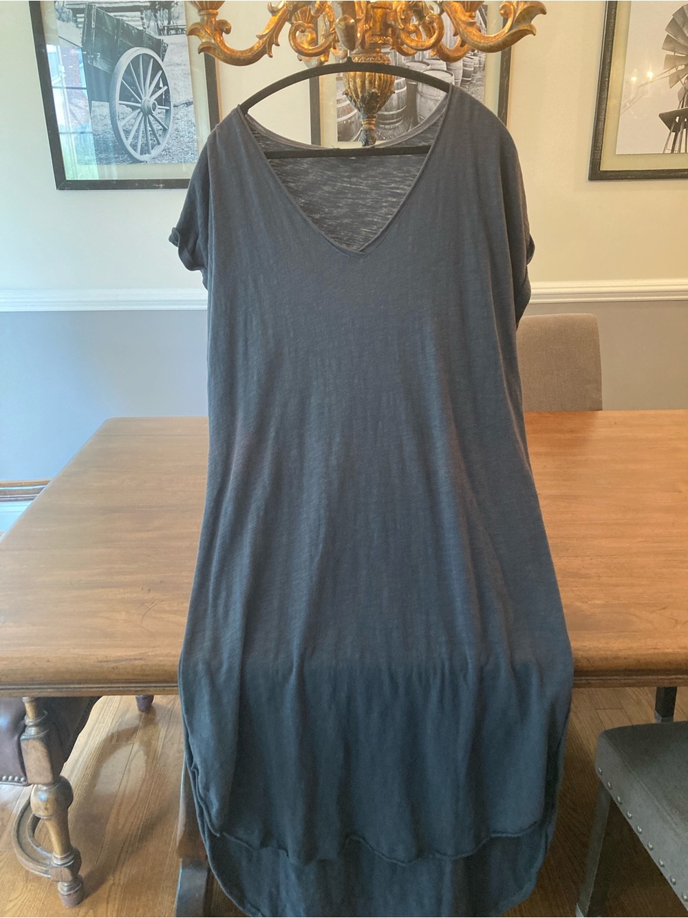 Charcoal V-Neck Midi Dress - Relaxed Everyday Style